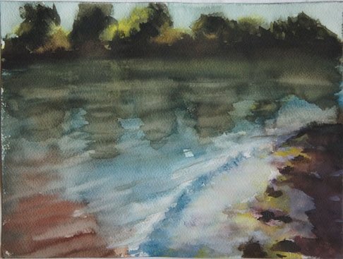 Czink Ibolya Beatrix: Dunapart, 2011, akvarell