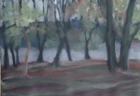 Czink Ibolya Beatrix: Dunapart ősszel akvarell tájkép, 2011, akvarell