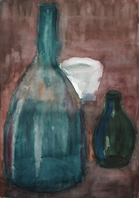 Czink Ibolya Beatrix: Palackok 2, 2011, akvarell