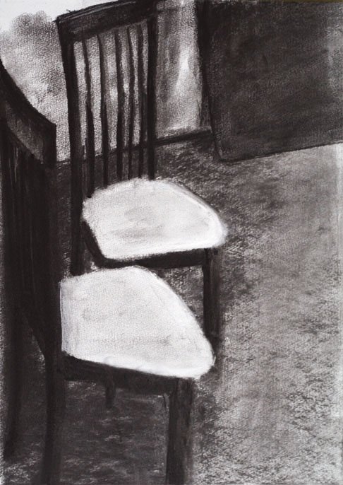Czink Ibolya Beatrix: Tanulmányrajz – székek, 2011, szénrajz