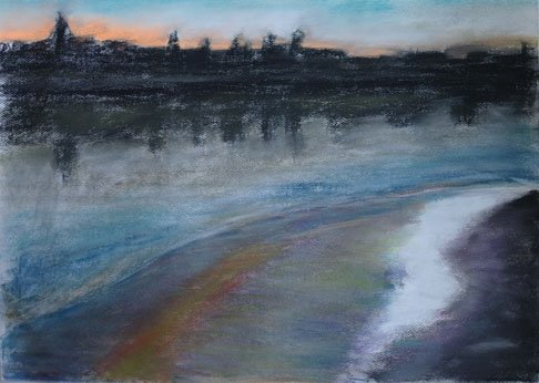 Czink Ibolya Beatrix: Dunapart, 2011, pasztell