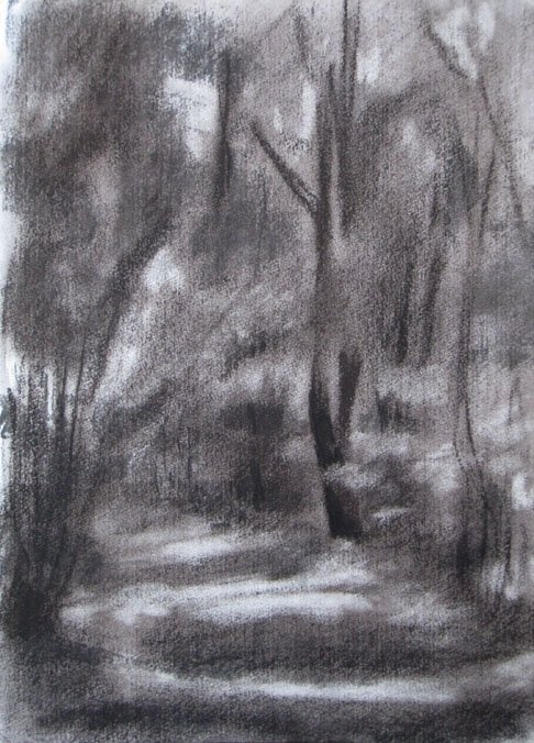 Czink Ibolya Beatrix: Út a Pilisben, 2011, pasztell · pittkréta