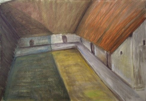Czink Ibolya Beatrix: Füstösház, 2012, olajpasztell