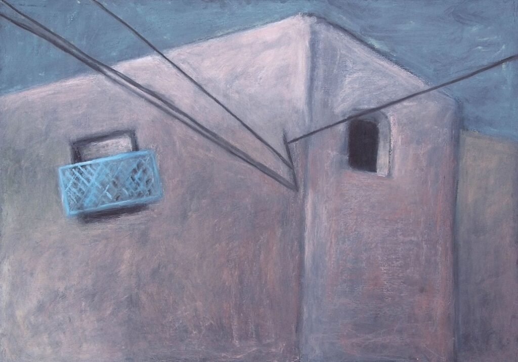 Czink Ibolya Beatrix: Ház kék ráccsal, 2012, pasztell