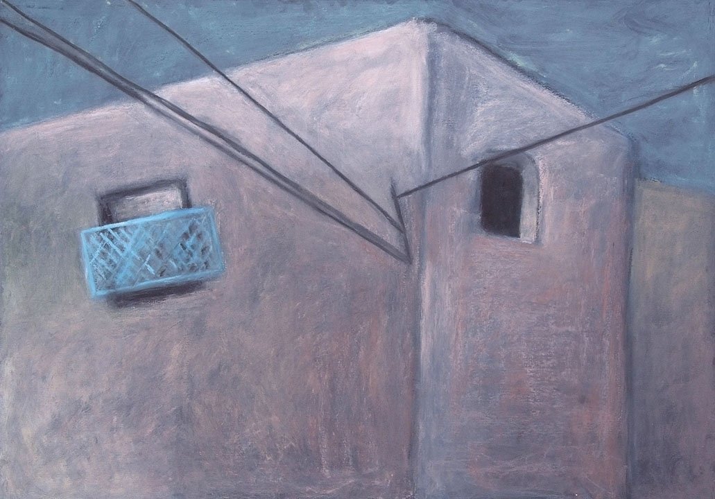 Czink Ibolya Beatrix: Ház kék ráccsal, 2012, pasztell