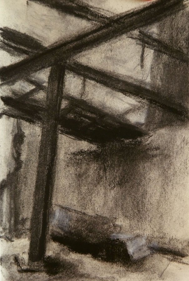 Czink Ibolya Beatrix: Bontás után, 2013, szénrajz