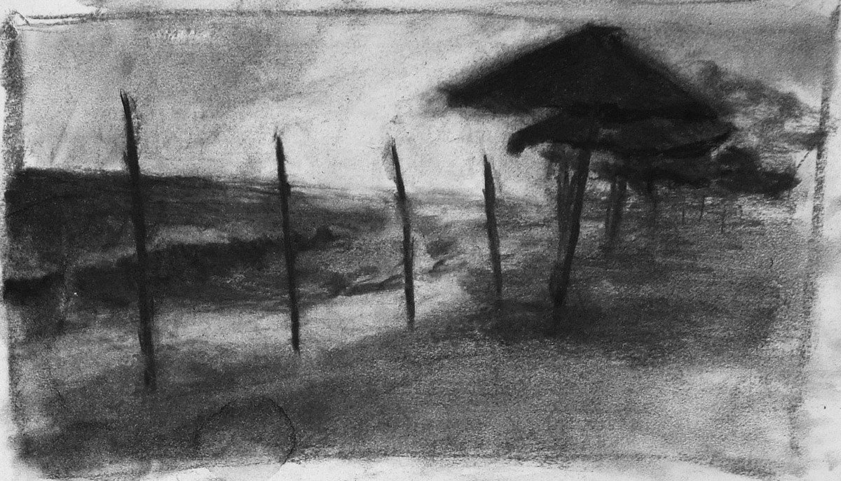 Czink Ibolya Beatrix: Tunéziai vázlat 10., 2013, szénrajz