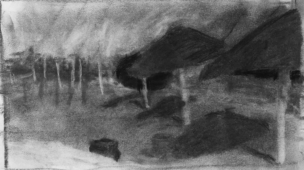 Czink Ibolya Beatrix: Tunéziai vázlat 11., 2013, szénrajz