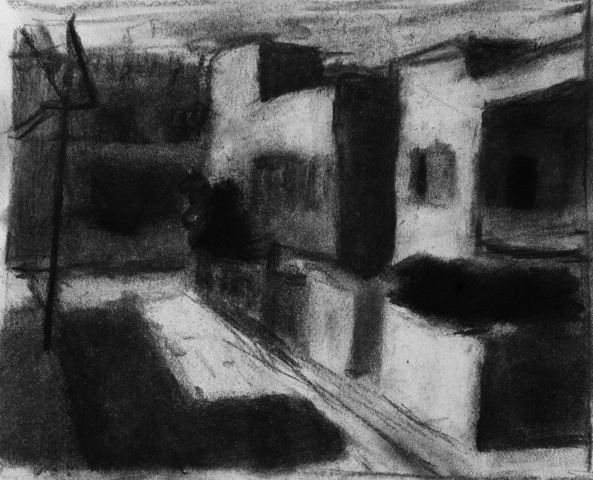 Czink Ibolya Beatrix: Tunéziai vázlat 13., 2013, szénrajz