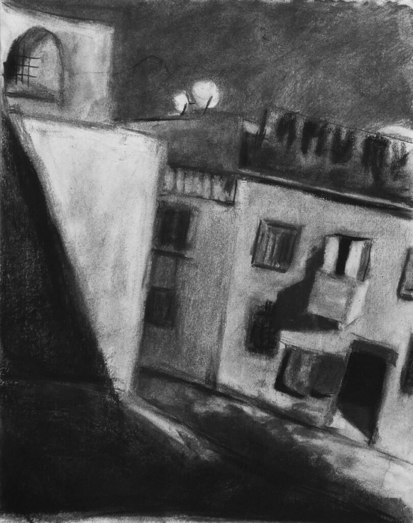 Czink Ibolya Beatrix: Tunéziai vázlat 6., 2013, szénrajz