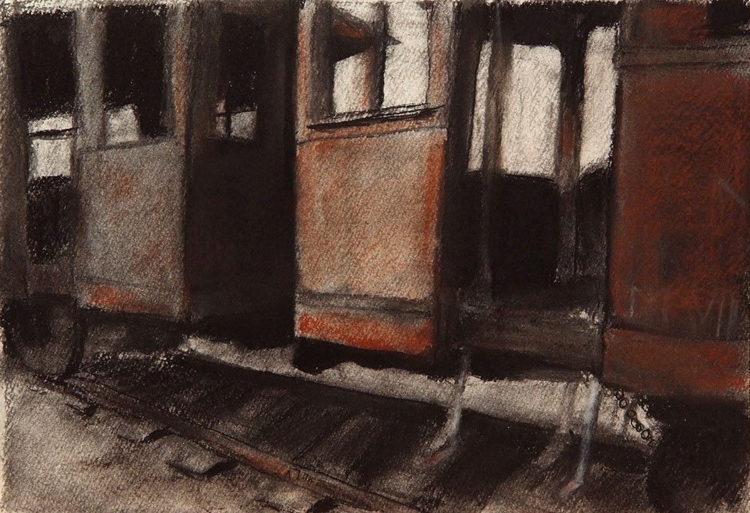Czink Ibolya Beatrix: M-VII Öreglány vázlat, 2014, szénrajz