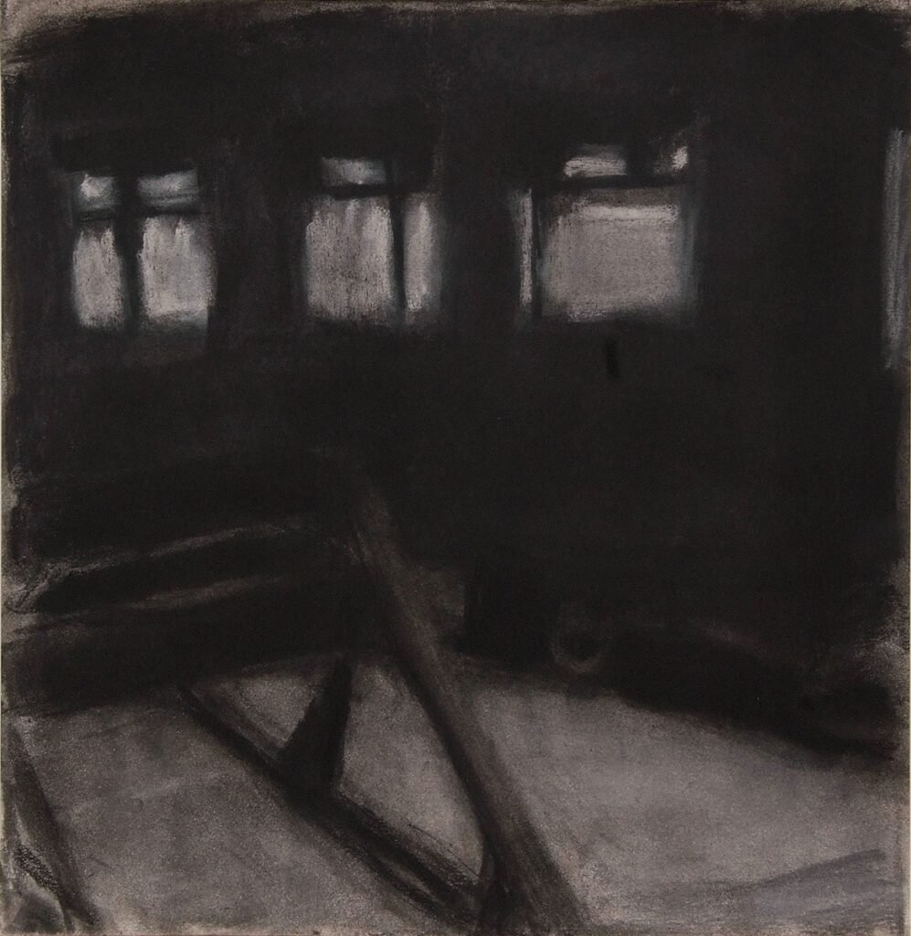 Czink Ibolya Beatrix: Éjféli gyors, 2014, szénrajz