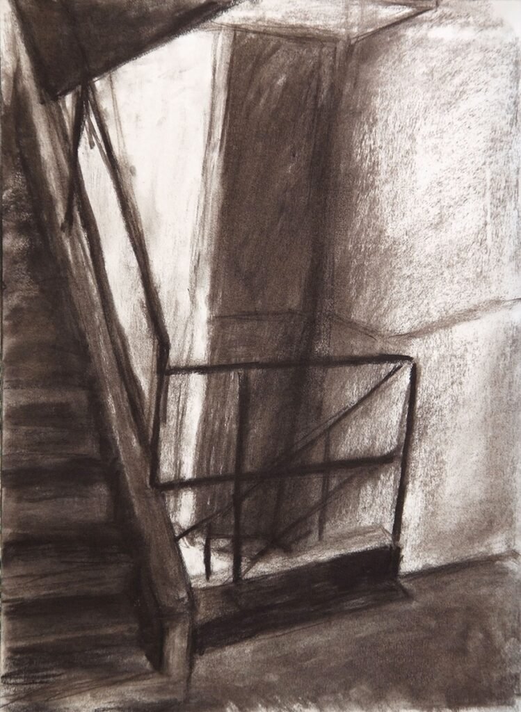 Czink Ibolya Beatrix: Artus lépcsők IV., 2014, szénrajz