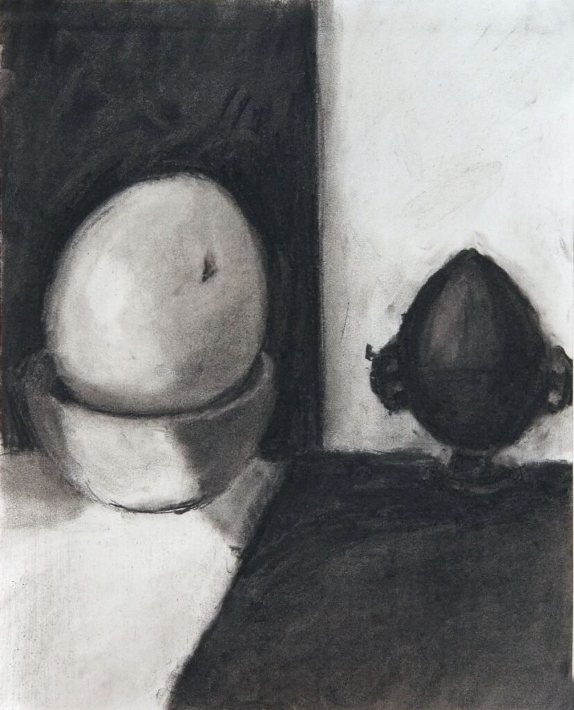 Czink Ibolya Beatrix: Fekete-fehér, 2015, szénrajz