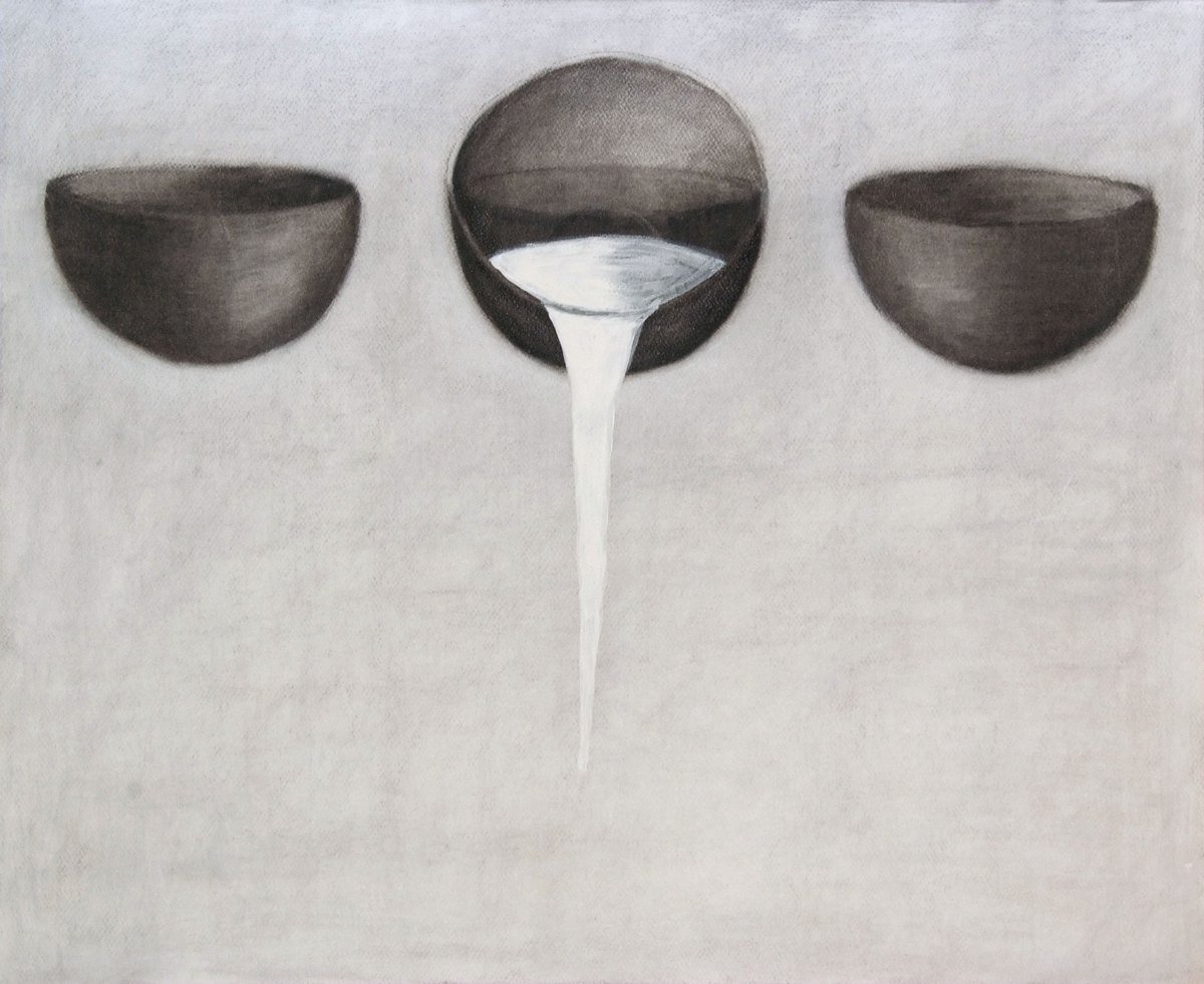 Czink Ibolya Beatrix: A három tál II., 2015, szénrajz