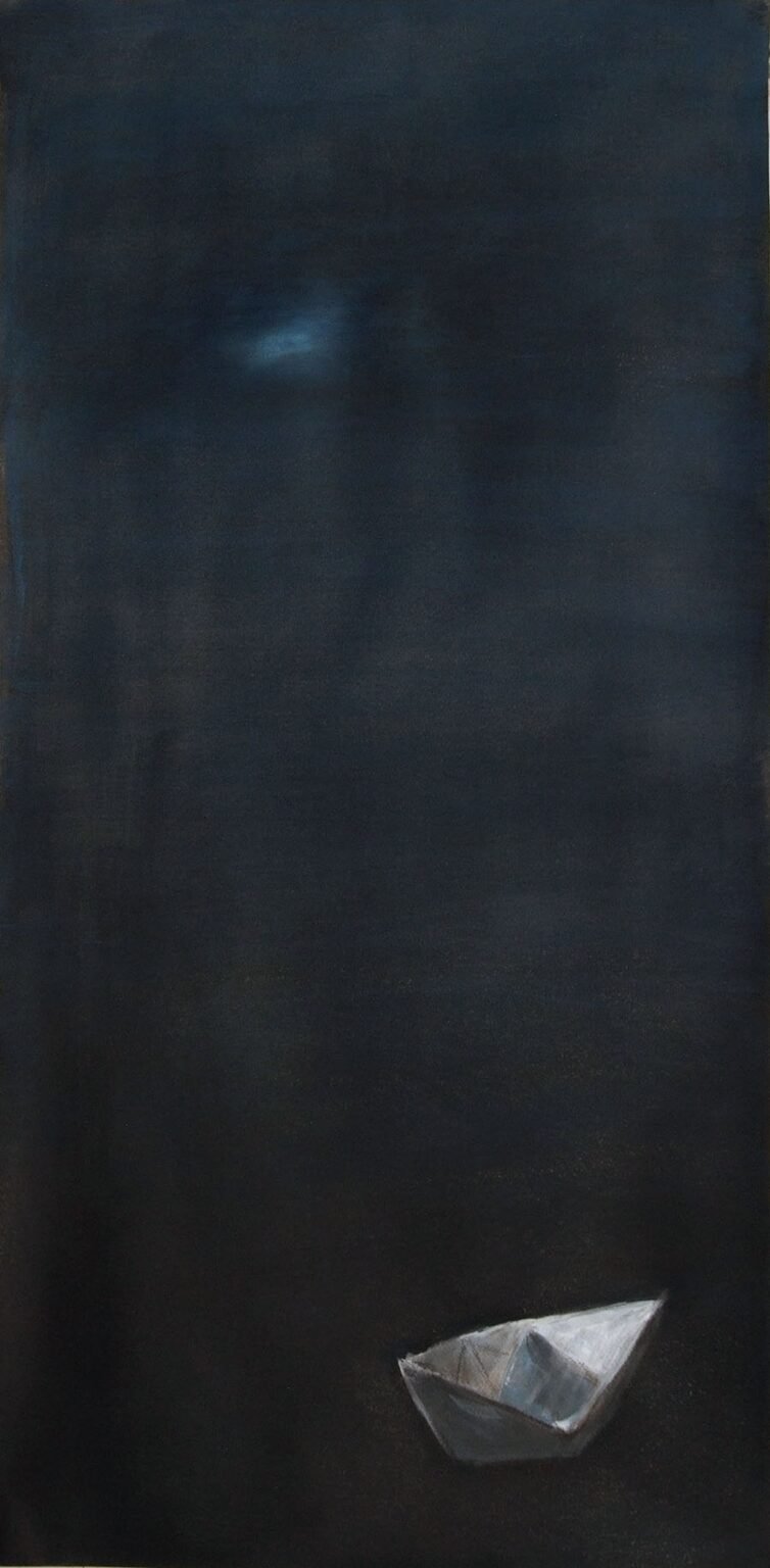 Czink Ibolya Beatrix: Papírhajó IV., 2015, szénrajz